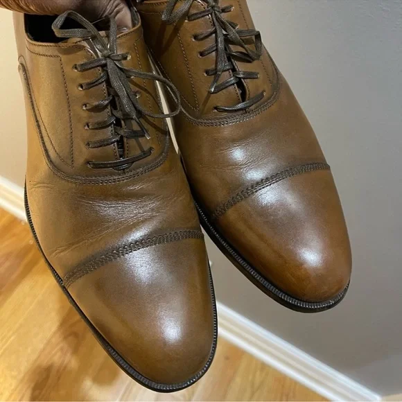 Salvatore Ferragamo Dress Shoes Brown Sz 7.5 - Picture 14 of 16